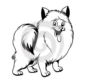 Black and white drawing of the dog
