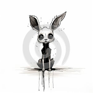 Expresivní znak černobílý králík ilustrace 