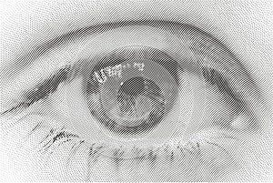 Black and white drawing of eye