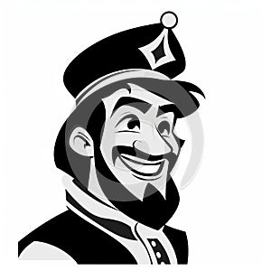 Printable Black And White Cartoon Sultan Prince Character Stencils photo