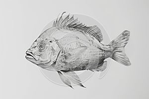 Black and White Drawing of a Fish