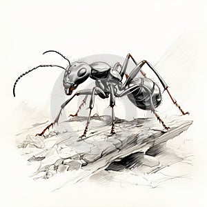 Dynamic Brushwork: A Sketch Of An Ant In The Style Of Kerem Beyit photo