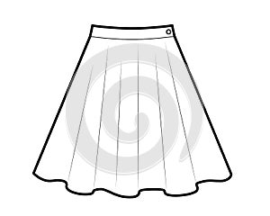 Black and white drawing of mini skirt, vector illustration isolated on white background