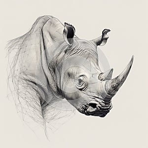 Intricate Graphite Drawing Of A Rhino: Conceptual Digital Art photo