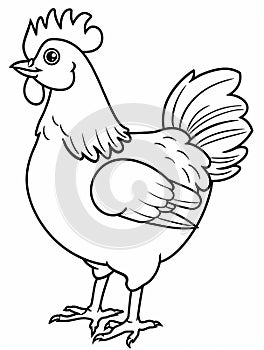 Black and White Drawing of a Rooster