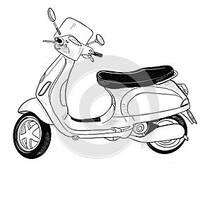 Black and white drawing scooter