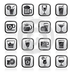 Black an white drinks and beverages icons