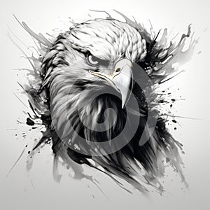 Black And White Eagle Art: Realist Minimalism With Bold Saturation Innovations