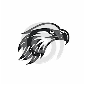 Black And White Eagle Head Logo Template With Stencil Style