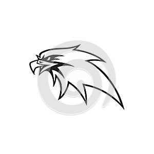 Black and White Eagle Head Logo Vector Design, Sign, Icon, Illustration