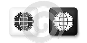 Black and white Earth globe icon isolated on white background. World or Earth sign. Global internet symbol. Geometric