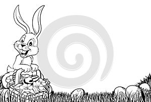 Black and White Easter bunny Illustration