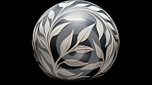 Black And White Easter Egg With Leaf Design