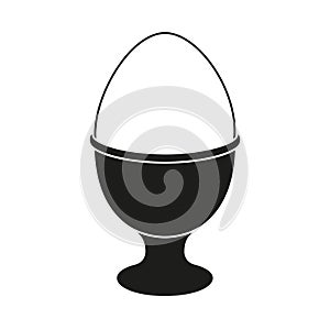 Black and white egg cup silhouette