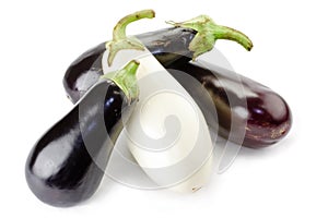 Black and white eggplants