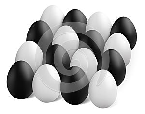 Black and white eggs on white background - vector illustration