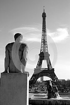 Black and White Eiffel Tower