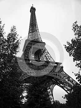 Black and White Eiffel Tower in the City of Paris France