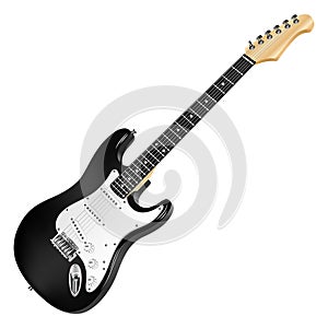 Black and white electric guitar, classic.