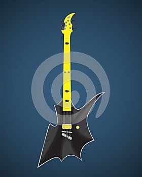 Black and white electric guitar set on white background. Isolated stylish art. Modern grunge and rock style. Noir style.