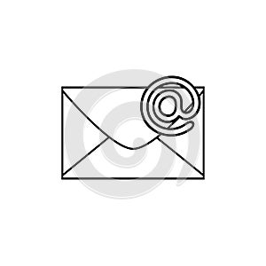 Black and white email icon. Envelope icon. Web icon.