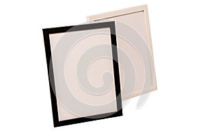 Black and white empty photo frame isolated on white background