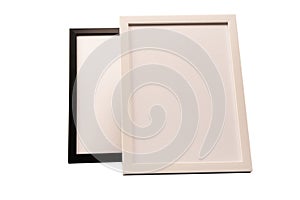 Black and white empty photo frame isolated on white background