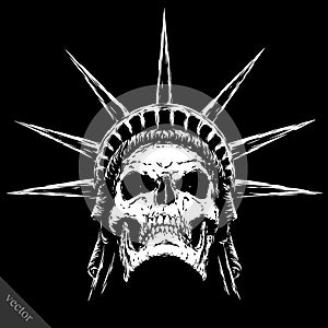 Black and white engrave evil vector skull face