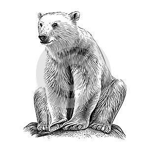 black and white engrave isolated bear