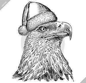 Black and white engrave isolated eagle vector illustration