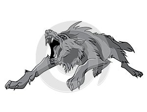 Black and white engrave isolated vector wolf