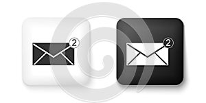 Black and white Envelope icon isolated on white background. Received message concept. New, email incoming message, sms