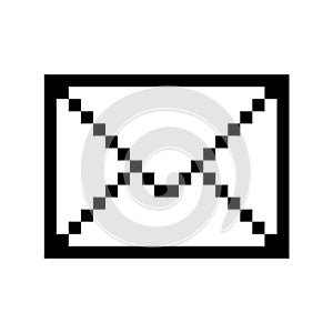 Black and white envelope pixel art on white background