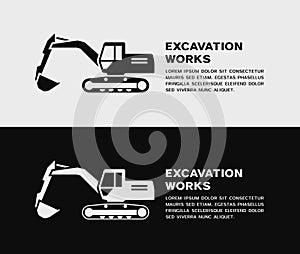 Vector black and white excavator icon