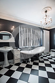 Black and white expensive bathroom