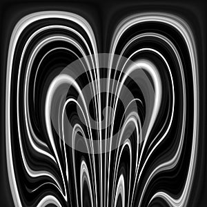 black and white extensive twin loop on a plain dark background