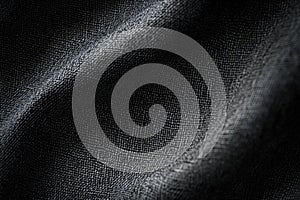 Black and White Fabric Texture, Close-up View of Woven Pattern