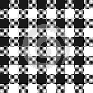 Black and white fabric texture. Vector illustration.