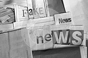 Black and white Fake news on newspapers