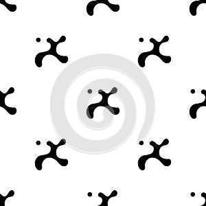 Black and white fashion prints made with a stylized x sign and blots.seamless geometric pattern with a monochrome cross on a white