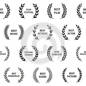 Black and white film award wreaths. Seamless pattern. Vector