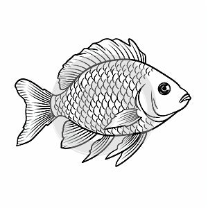 Black And White Fish Coloring Page