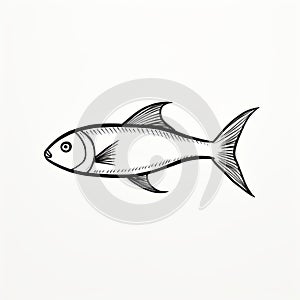 Iconographic Symbolism: Black And White Fish Illustration On Gray Background photo