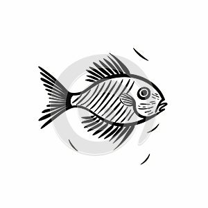Black And White Fish Icon Vector In Justin Gaffrey Style photo