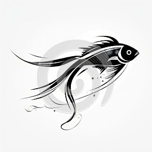 Abstract Black Fish Vector Art With Minimalistic Design photo