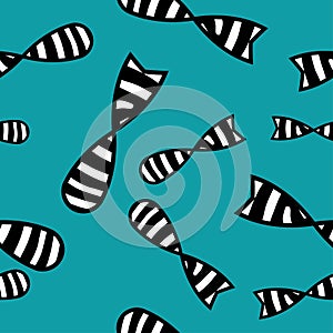 Black and white fish with Zebra stripes swim in the sea