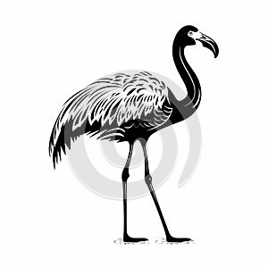 Black And White Flamingo Silhouette Drawing By John Mckinstry