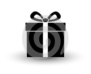 Black and white flat gift present icon vector illustration with