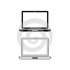 Black and white flat vector laptop or notebook web icons.