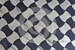 Black white floor tiles
